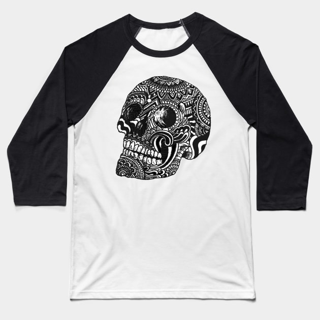 Tibetan skull Baseball T-Shirt by Luke Gray